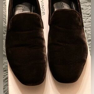 Vince Women's Dark Grey Velvet Smoking Flats